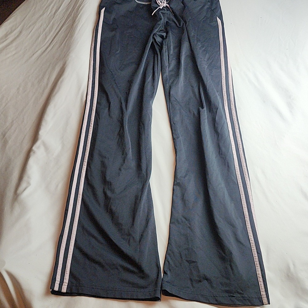 Adidas 3-Stripe Flare Track Pants Dark Gray Pink Women's Size Small